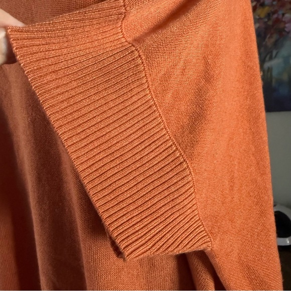 Eileen Fisher Orange Tencel Merino Wool Top 3X Short Sleeve - Picture 5 of 7
